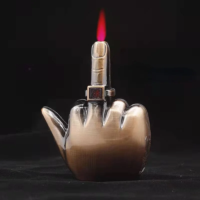 

Unusual Middle Finger Lighter Creative Refillable Gas Direct Flame Butane Compact Lighter with Sound Gadget for Men