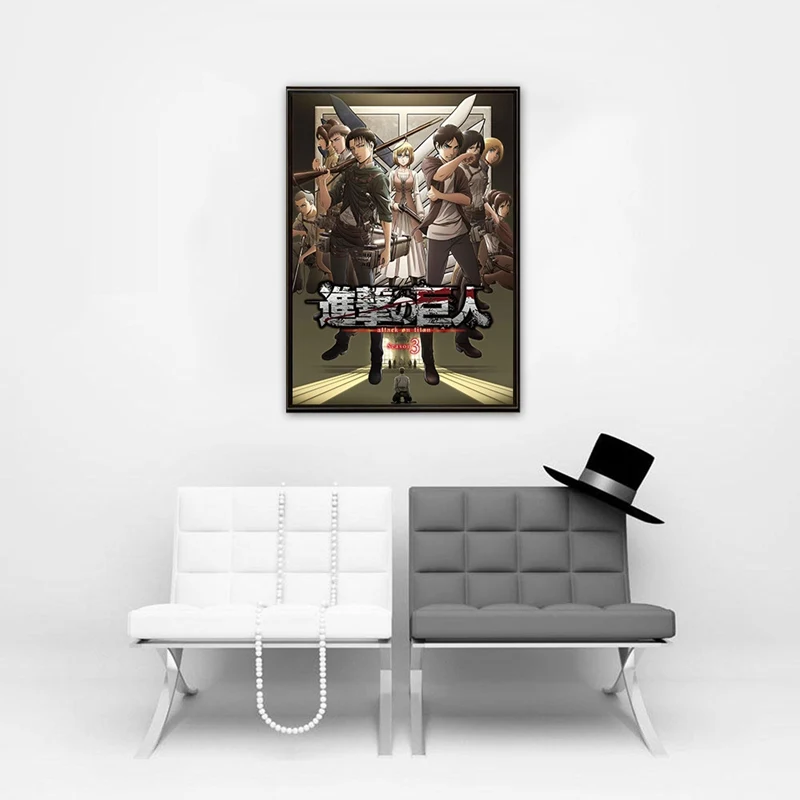 Аниме атака на Титанов бумага с покрытием А3 плакат покрытием|Наклейки стену| |