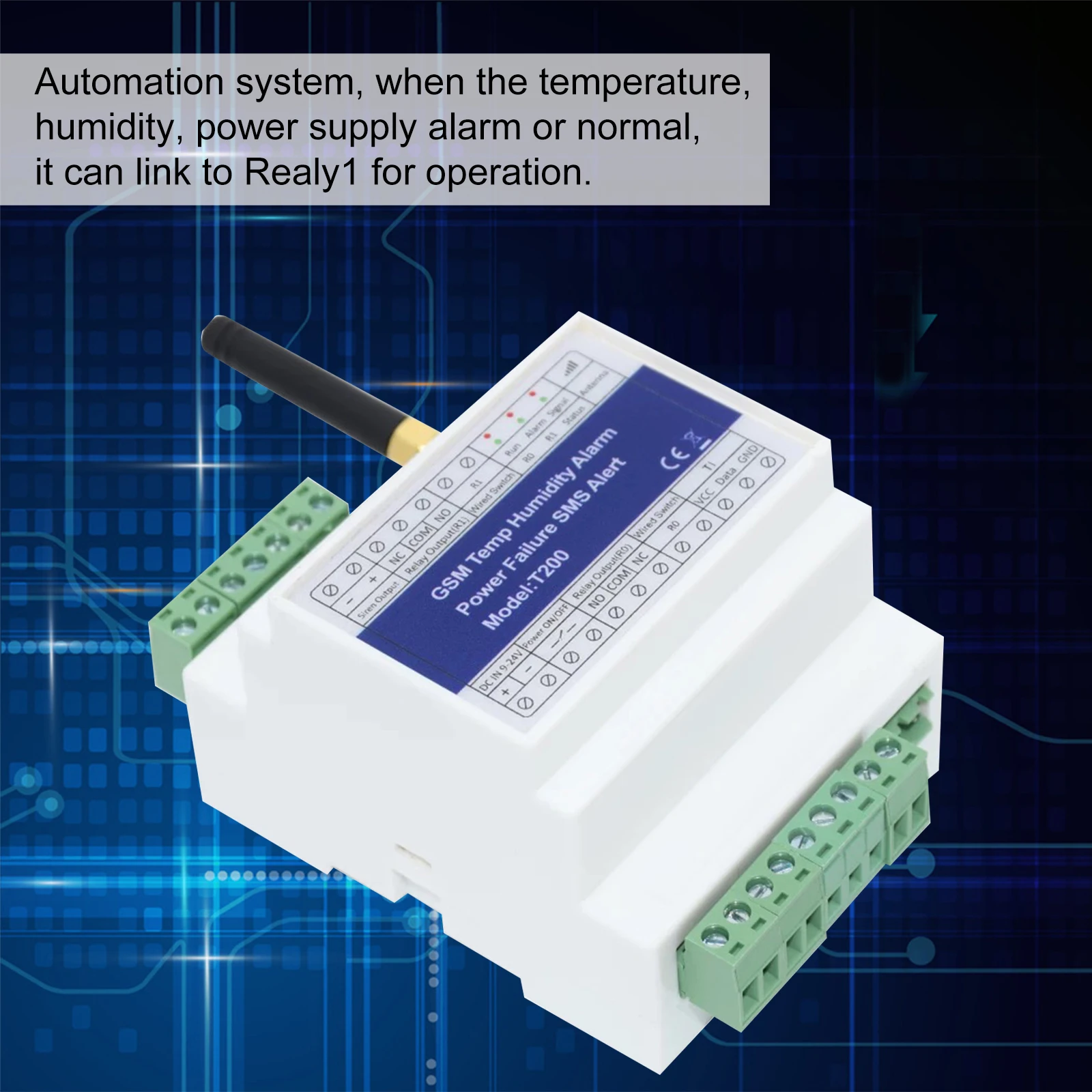 

GSM Temperature Humidity Alarm 2G/3G/4G Power Status Monitoring Relay T200 for Remote Monitoring Site Temp Power Failure SMS