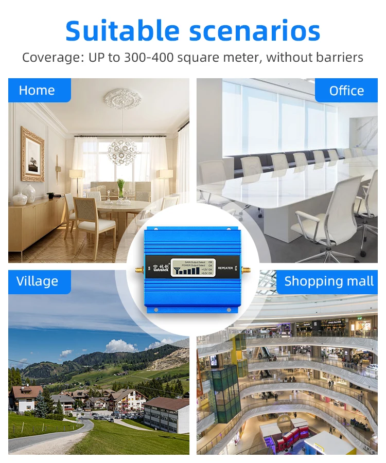 Lintratek 2G 3G 4G Cellular Amplifier GSM 900 LTE 1800 WCDMA 2100MHz Network  Data Cellphone Booster Full Kit Repeater+Antenna