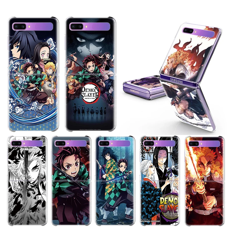 

Fiery Anime Demon Slayer Capa For Samsung Galaxy Z Flip 3 5G Case Hard Phone Coque Split Folding Clear Plistic ZFlip Cover Case