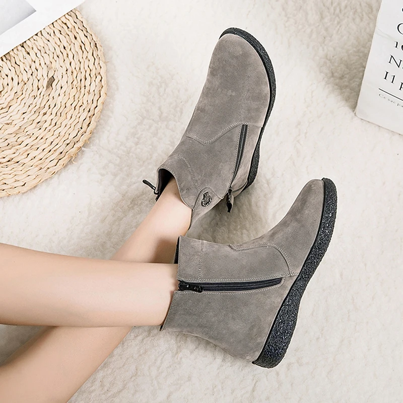 

Casual Female Shoes Comfortable Plush Snow Boots Women Ankle Boots Solid Zipper Plus Size Winter Shoes Woman Botas Mujer