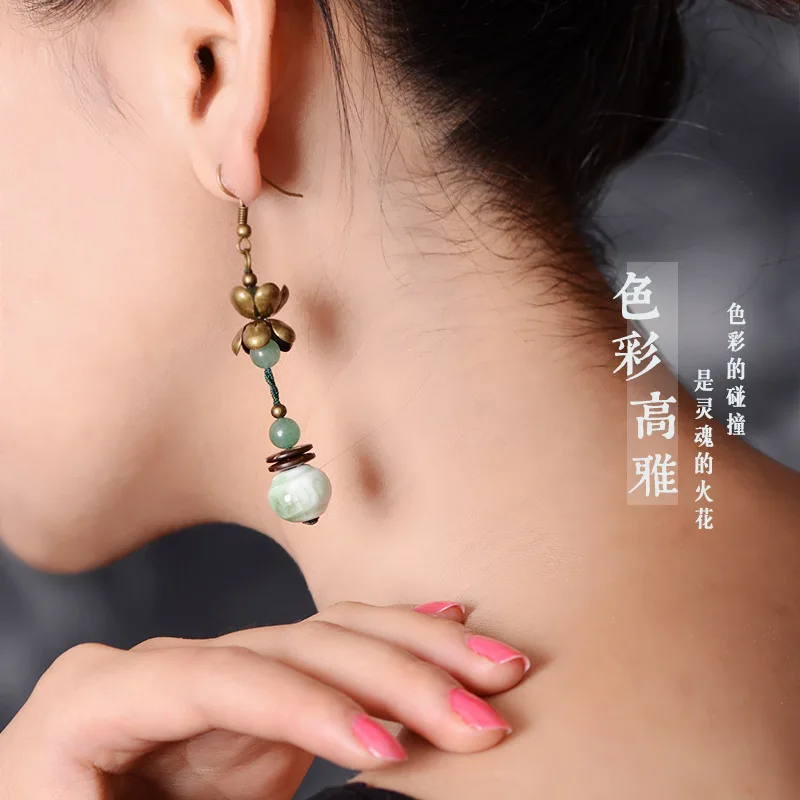 Модные новые винтажные серьги кварцевые висячие ручной работы с авантюрином