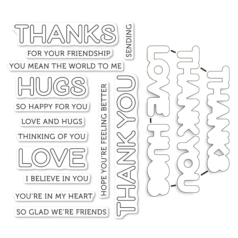 Спасибо чёткого и набора пресс форм &quotЛюбовь Hugs марки металлический Трафаретный