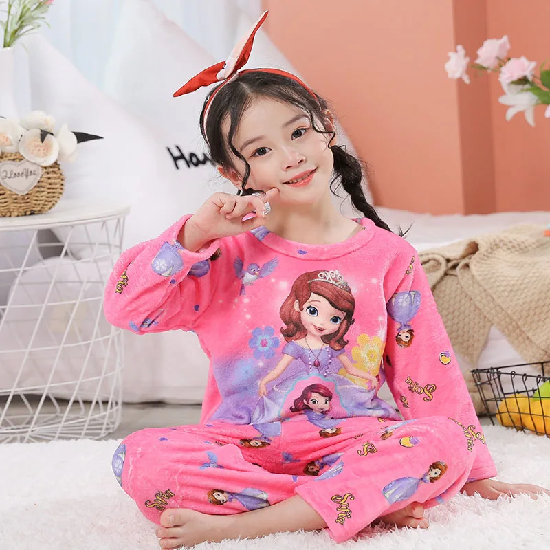 Коралловый флис зимняя детская флисовая Пижама плотная теплая фланелевая одежда