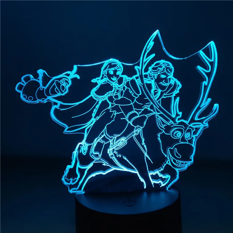 

Frozen Princess 3D Lamp Anna Elsa Olfa Acrylic LED Night Light Cartoon Table Lamp for Bedroom Decoration Xmas Gifts Toys