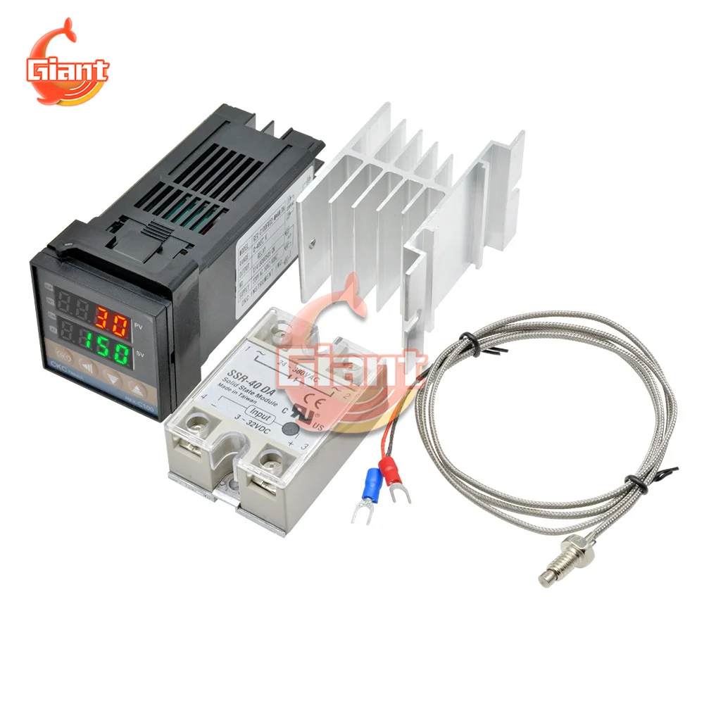 Цифровой ПИД-регулятор температуры REX-C100 термостат 220 В выход SSR + реле макс. 40 А