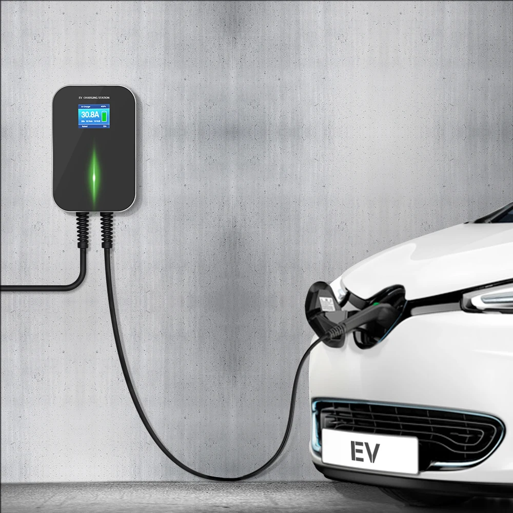 32a 1phase app wifi evse wallbox ev charger electric vehicle charging station with type 2 cable iec 62196 2 for mini cooper free global shipping