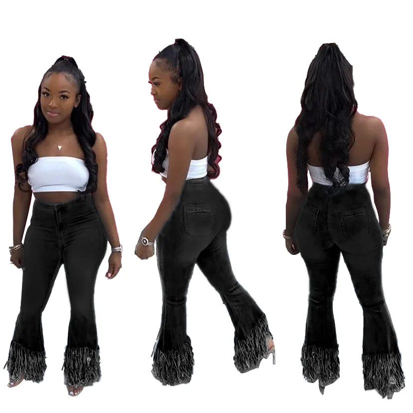 JRRY Повседневное расклешенные женские джинсы полной длины брюки клёш карман