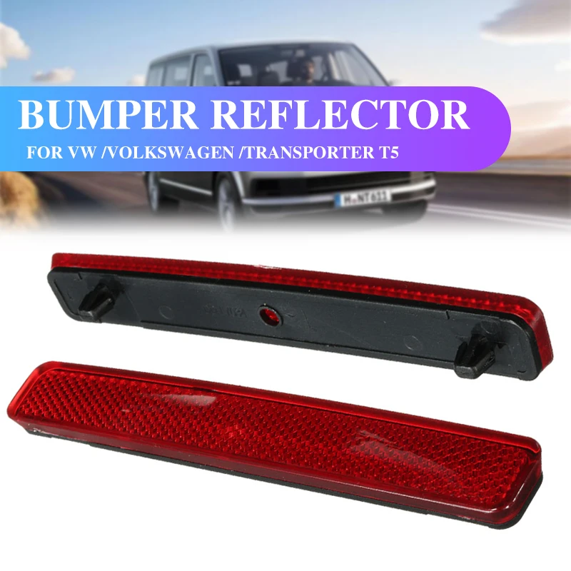 

Red Rear Left & Right Bumper Reflector Tail Light Bars Brake Parking Warning For VW Volkswagen Transporter T5