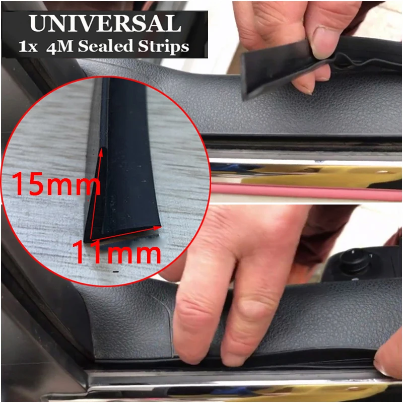 

1x V Type Car Seal Strip For Auto Side Window Molding Rubber Black Replacement