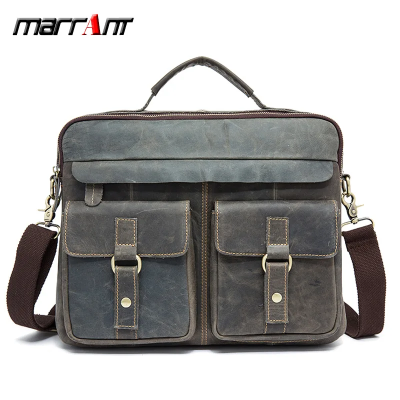 

Men's Real-Leather Bag feng ma pi Vintage Men's Single-Shoulder Bag Full-Grain Leather Men's Messenger Bag Handbag 8001