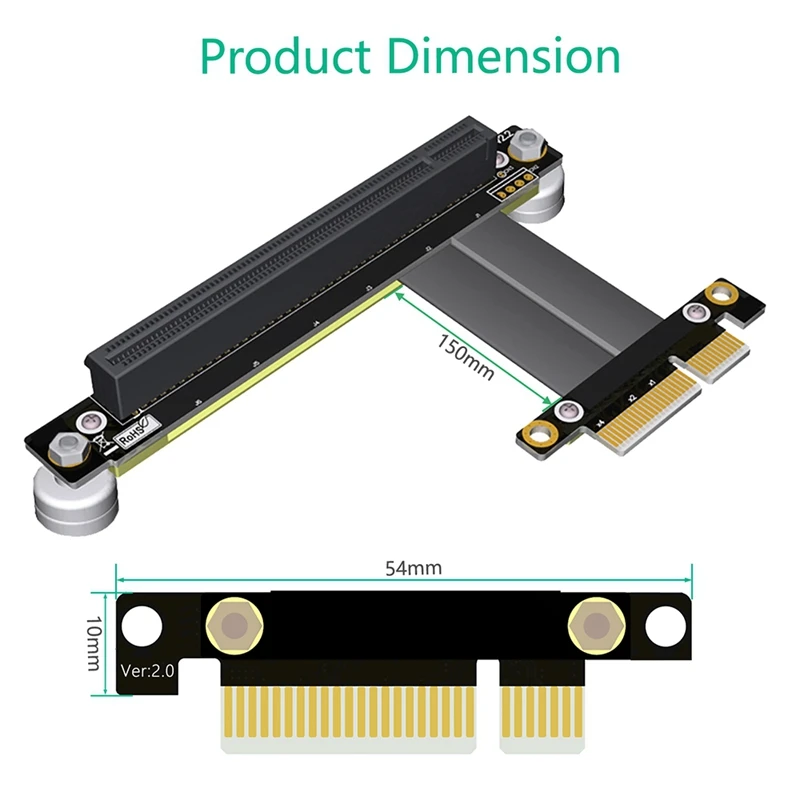Плоский кабель удлинитель PCI E 16X to 4X с магнитным основанием и адаптером для