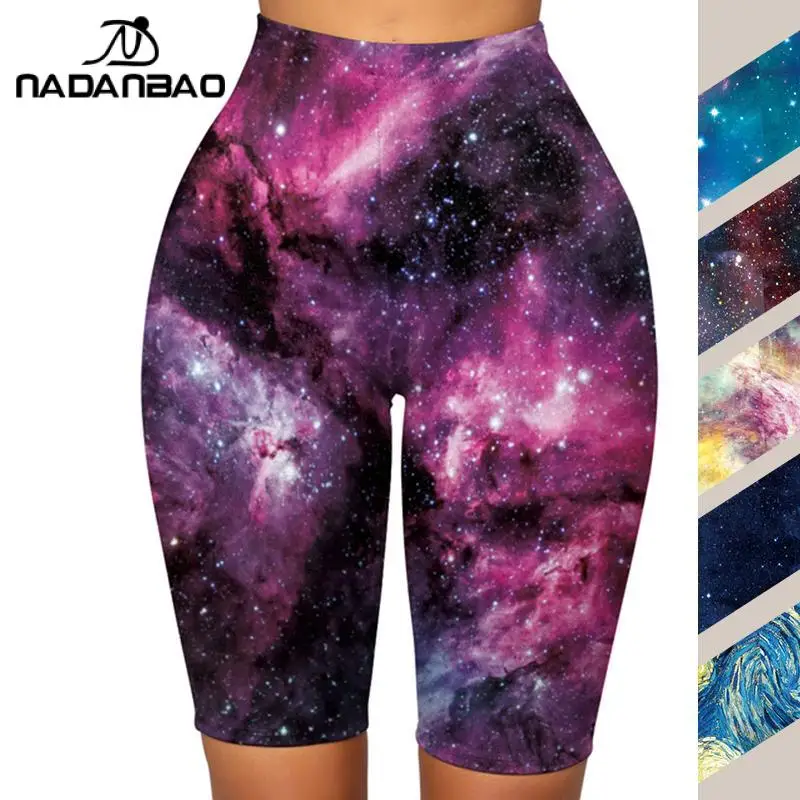 

NADANBAO Van Gogh Starry Printed Leggings Female Clothing High Waist Seamless Fitness Pants Push Up Short Women Slim Leggings
