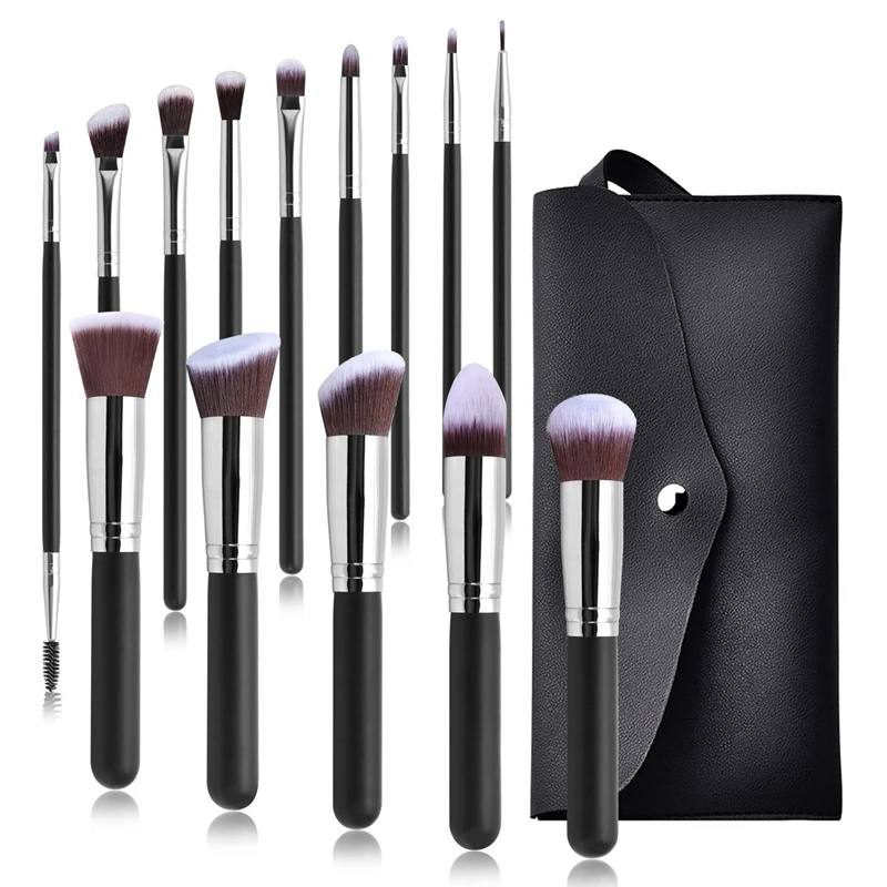 

14 Pcs Black Synthetic Makeup Brush Eyeshadow Blending Brush Foundation Brush Blush Makeup Brush Makeup Tools