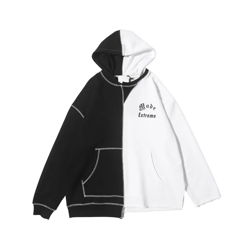 Мужские хип-хоп Лоскутные пуловеры с капюшоном модный дизайн уличная одежда