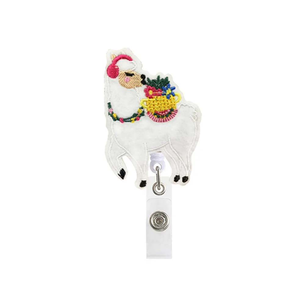 

Cute Animal Alpaca Retractable Nurse Badge Reel Clip Badge Holder Students Doctor ID Card Holder Stationery Office Supplies