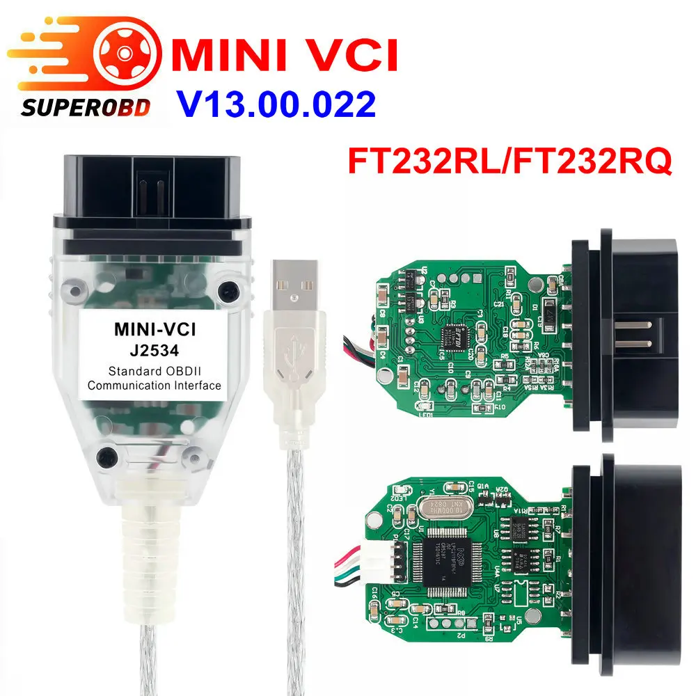 V13.00.022 мини VCI интерфейс для TOYOTA TIS Techstream FTDI FT232RL/FT232RQ MINI-VCI J2534 OBD2 интерфейс