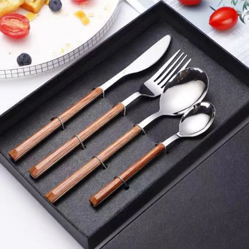 Посуда с имитацией деревянной ручки в стиле INS посуда из нержавеющей стали