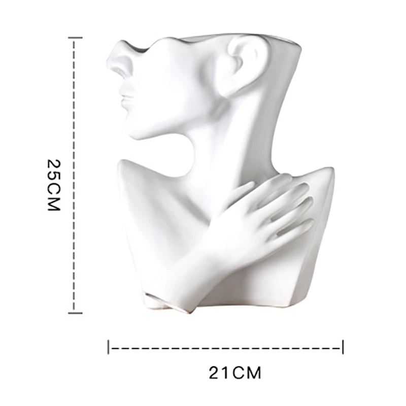 

Art Flower Pot Half Body Ceramic Flower Arrangement Container Decor Portrait Sculpture Ornament Succulent Character Vase