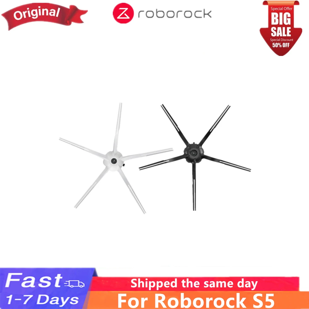 

Новинка 100%, оригинальный робот Roborock S5 S50 для вакуумной уборки, черный/белый мягкий каучук, аксессуары с пятиугольной боковой щеткой