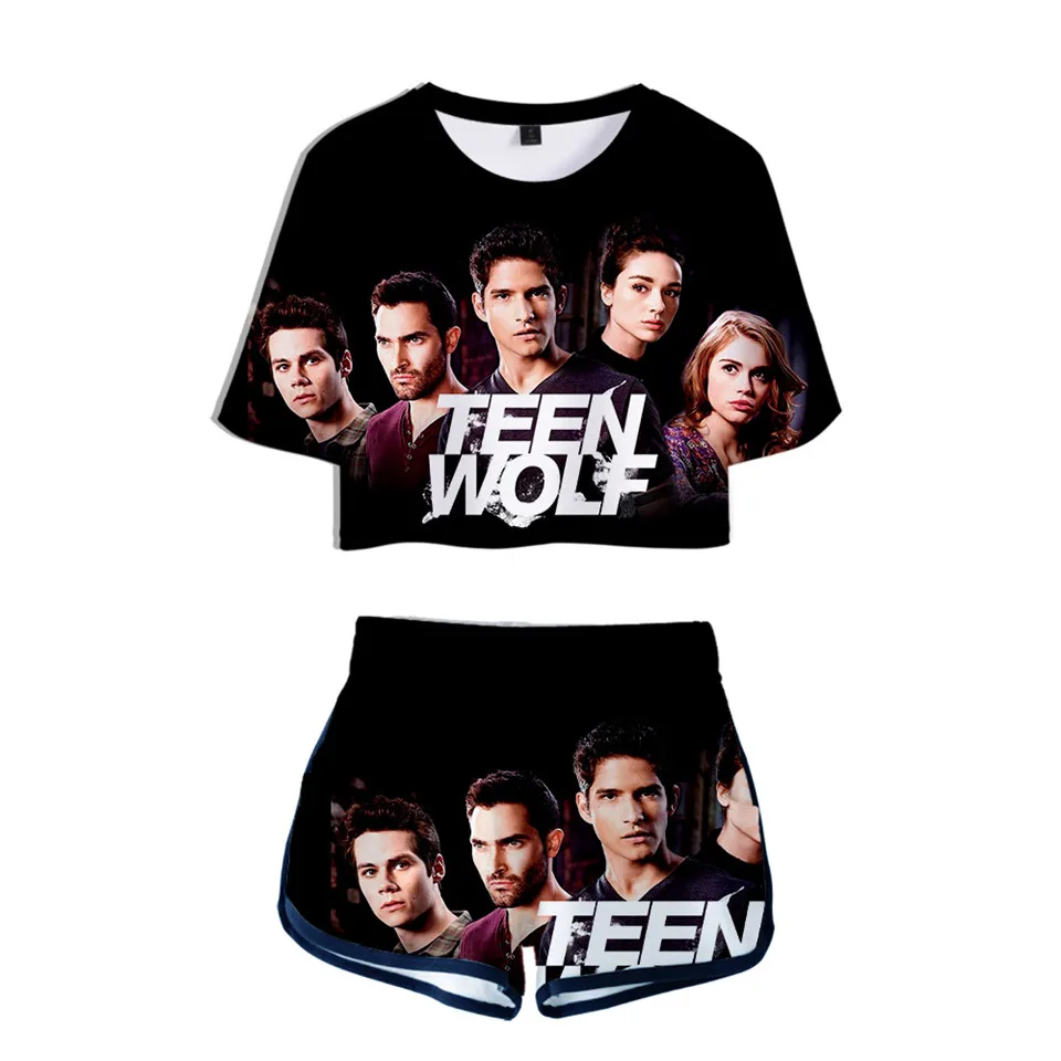 Женский комплект из двух предметов TEEN WOLF Модный летний короткий топ с коротким