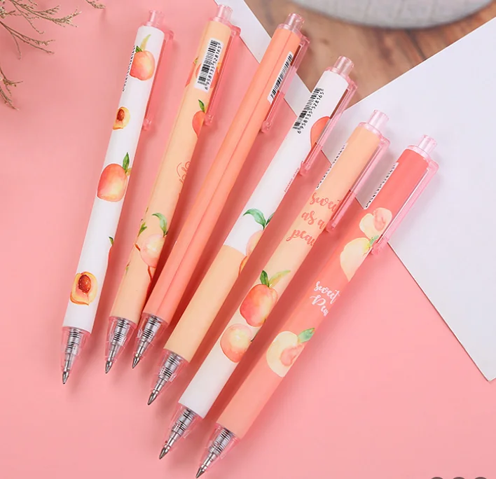 

1PC Pink Peach Gel Pen Delicate Pattern Gel Pen Office Gifts School Prizes Korean Stationery(SS-1071)