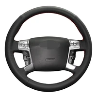 car steering wheel cover soft hand stitched black genuine leather for ford mondeo galaxy s max 2006 2007 2008 2009 2014 2015