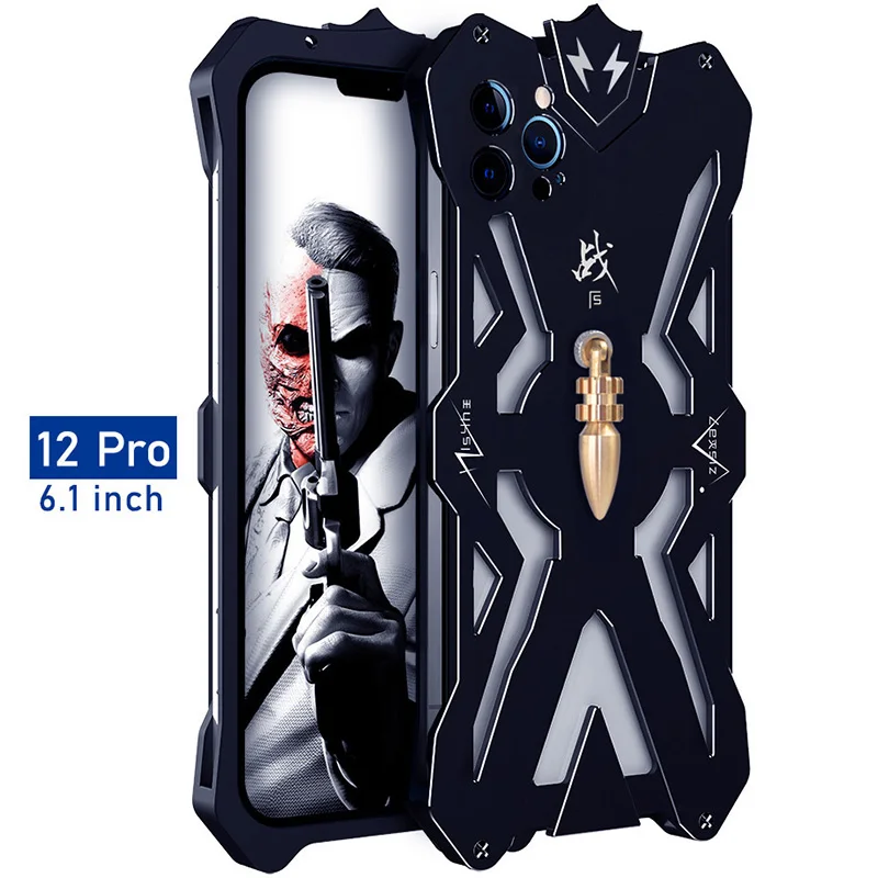 

Luxury Armor Metal Aluminum CNC technology manufacturing Cover For iphone 12 PRO MAX mini case Bullet Bracket Phone shell