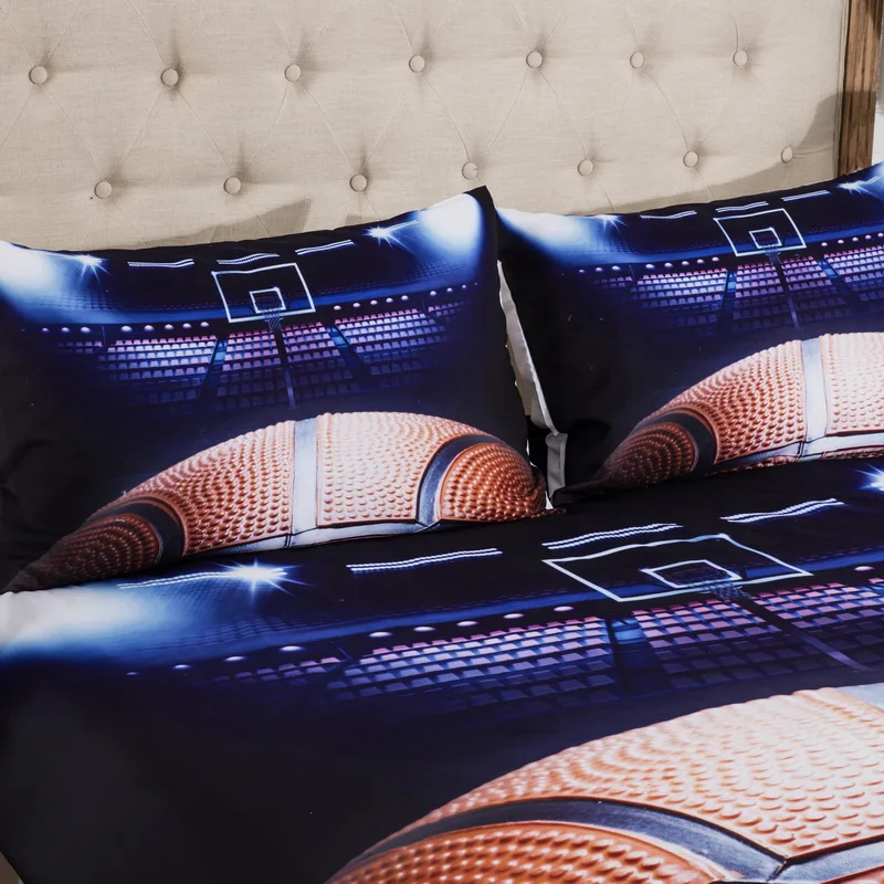 3D Print Fashion Bed Sheet With Pillowcase Single Double King Size 2/3 pcs Duvet Cover Set With Basketball Sport for boys adult