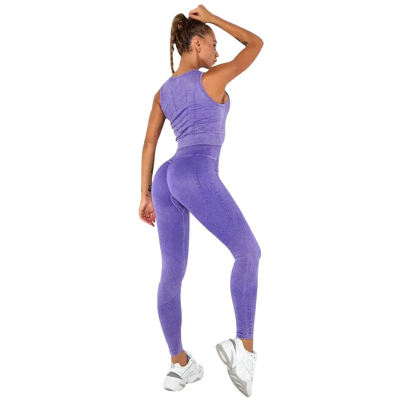 

New Gym Set 2Pcs Seamless Women Yoga Set Workout Sportswear Gym Clothing Fitness High Waist Leggings Yoga Crop Top Sports Suits