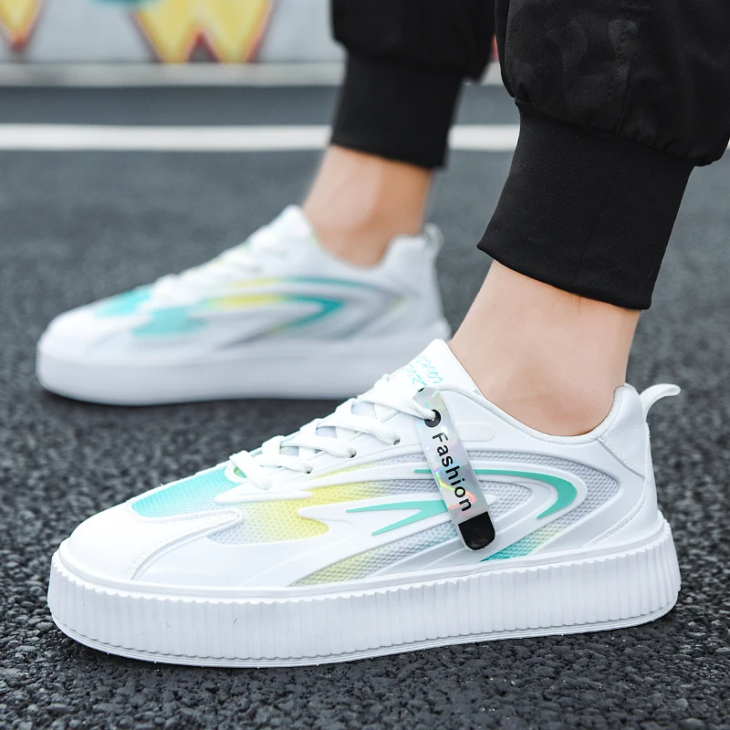 

White Casual Shoes Summer Casual Shoes Luxurious Fashion Men Sneakers Light Breathable Thick Bottom Antiskid High Quality