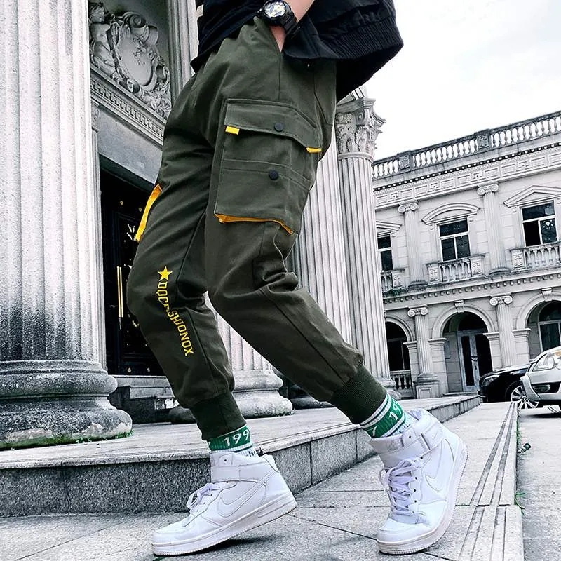 

Hip hop men pantalones hombre kpop casual cargo pants skinny sweatpants joggers modis streetwear trousers harajuku Japan pants