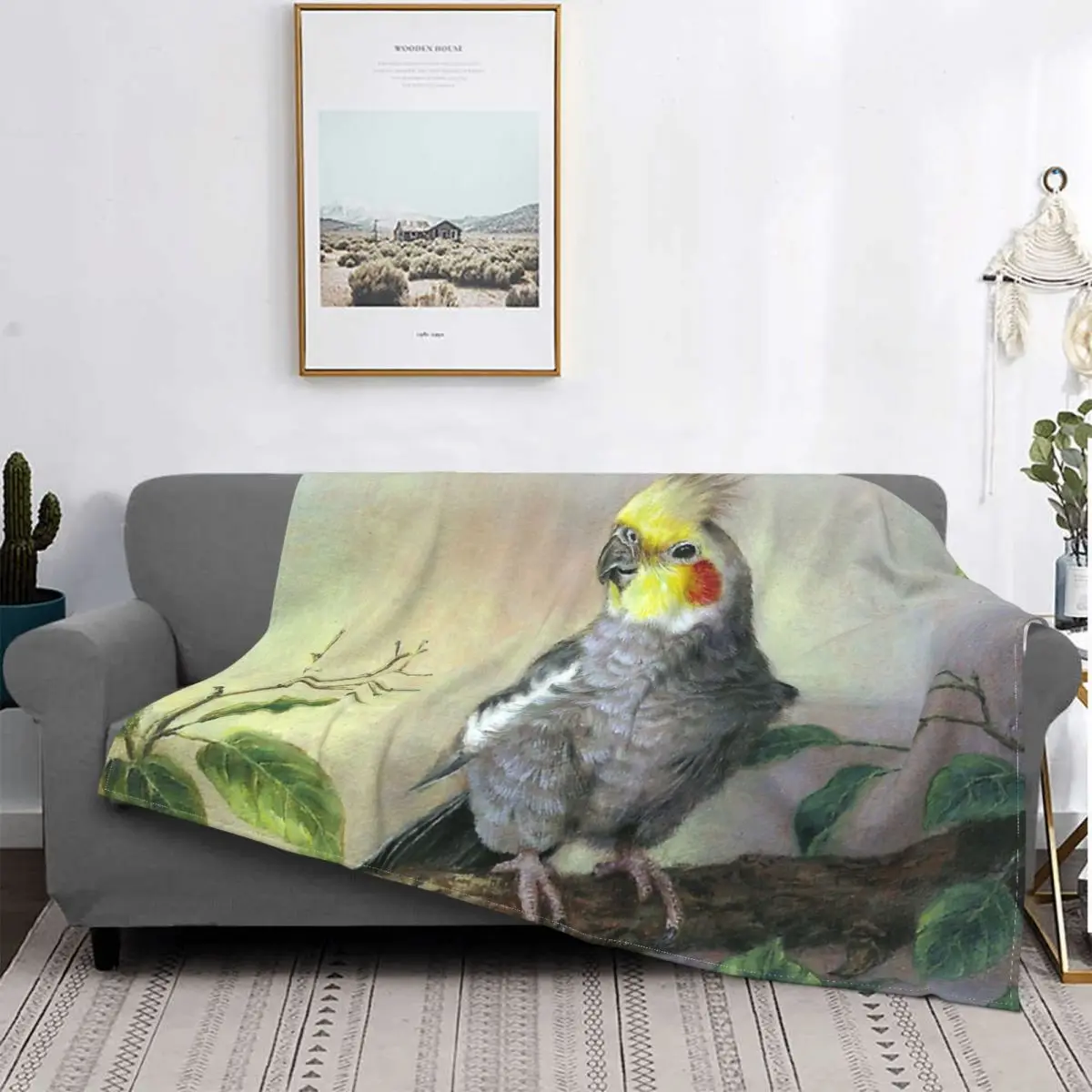 

Manta a cuadros de cacatúa para el hogar, colcha de cama, manta de Anime, textil de lujo para verano