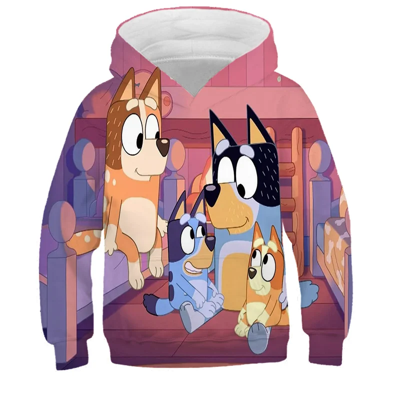 

Bluey Cartoon 3D Printing New Cute Baby Top Blue Dog Funny Animal Children's Clothing Boy/Girl 2021 Fall/Winter Hoodie 4-14T