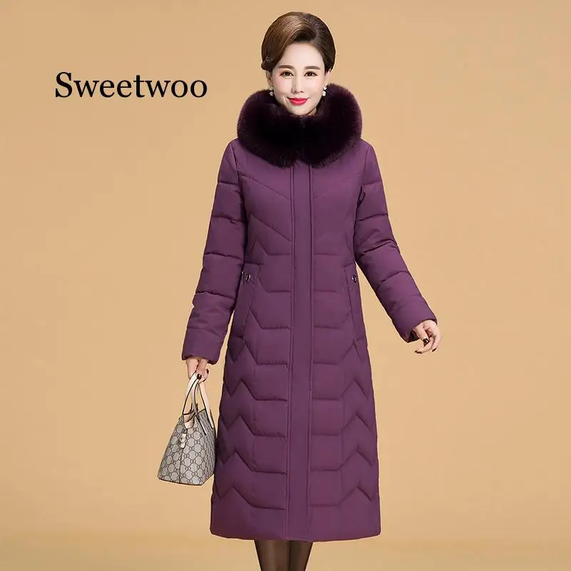 Женская зимняя куртка с капюшоном и меховым воротником зимнее пальто большого