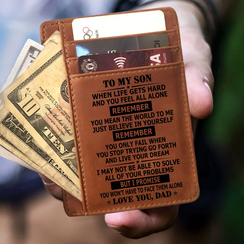 Натуральная кожа Тонкий RFID передний карман бумажник минималистский безопасный тонкий кредитный держатель для карт в подарочной коробке