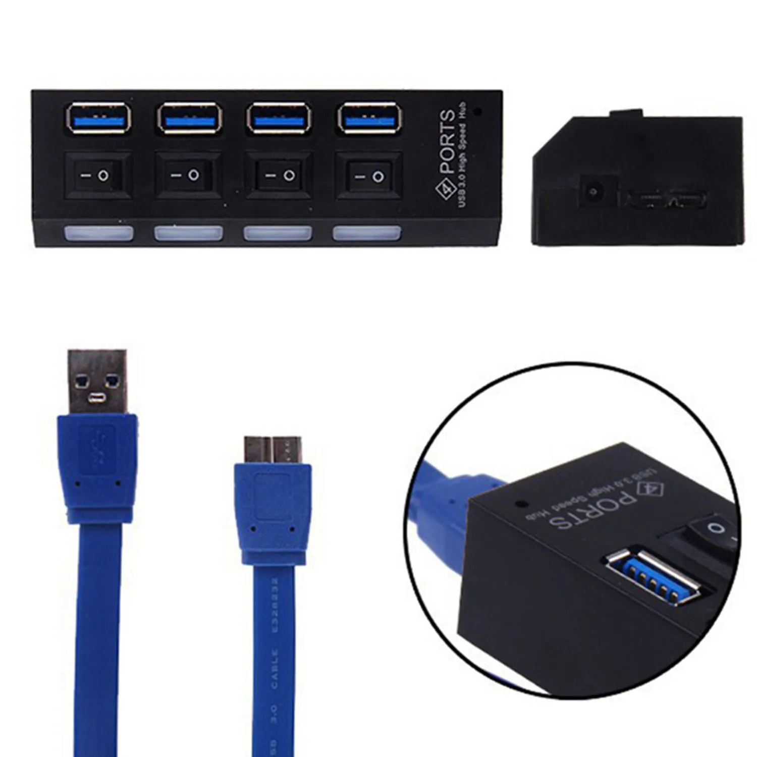 Besegad 4 портовый USB 3 0 концентратор USB3.0 высокая скорость зарядки хаб с