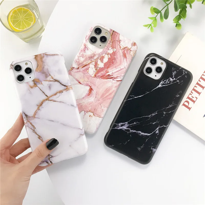 Чехол для телефона с мраморной текстурой iPhone 11 Pro Max X XR XS 7 8 6 6s Plus цветной Мягкий