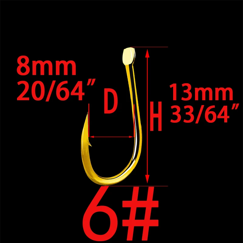 Barbed Golden 6 100 шт. крючки для ловли карпа с тефлоновым покрытием из высокоуглеродистой стали, матовые, черные, золотистые, с микро-зажимом, размер 1# до 13# рыболовный крючок для ловли карпа - Цвет: Barbed Golden 6