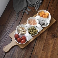 ceramic plate fruit salad bowl wooden tray japanese tableware kitchen cooking tools home baking dish sauce