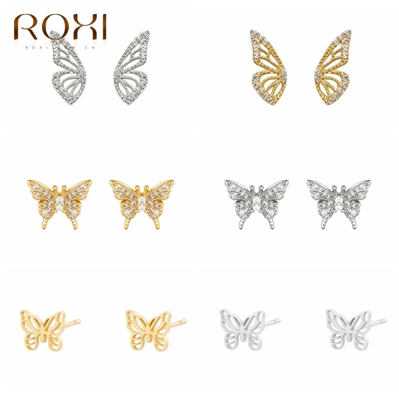

ROXI в богемном стиле кристаллами бабочка, серьги со шпилькой, для женщин, свадебные ювелирные изделия 925 стерлингового серебра Необычные сер...