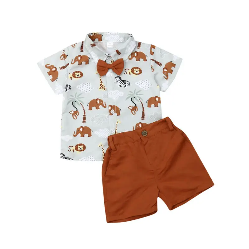 Pudcoco Summer Infant Kids Cotton Baby Boy Clothing Sets Formal Birthday Party Clothes Suit T-shirt+Shorts Children's Cloth |