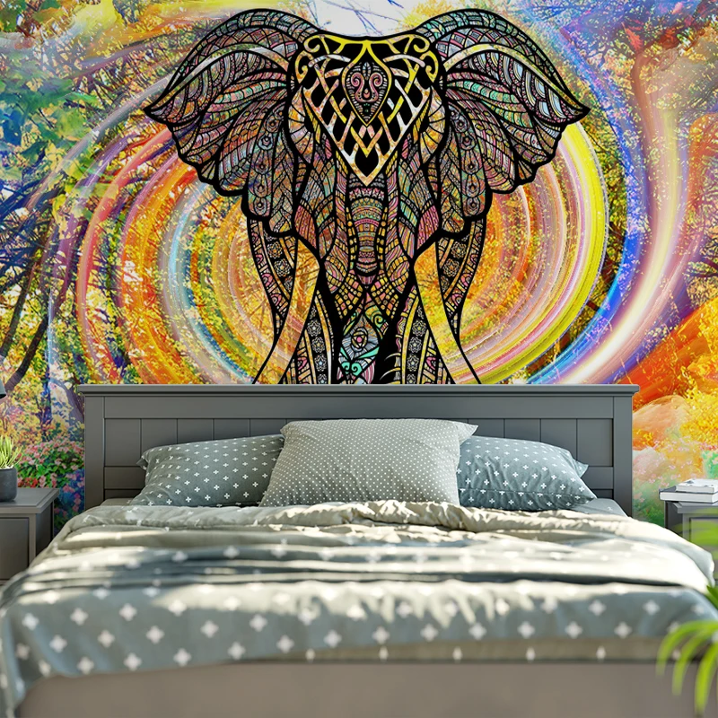 3D красочный Радужный слон гобелен мозаика стиль хиппи бохо настенные гобелены
