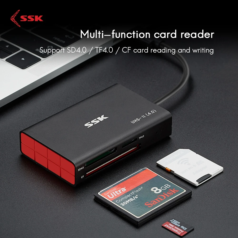 SSK Высокоскоростной USB 3 0 кардридер sd4.0 / tf4.0 cf type c Android мобильный телефон otg