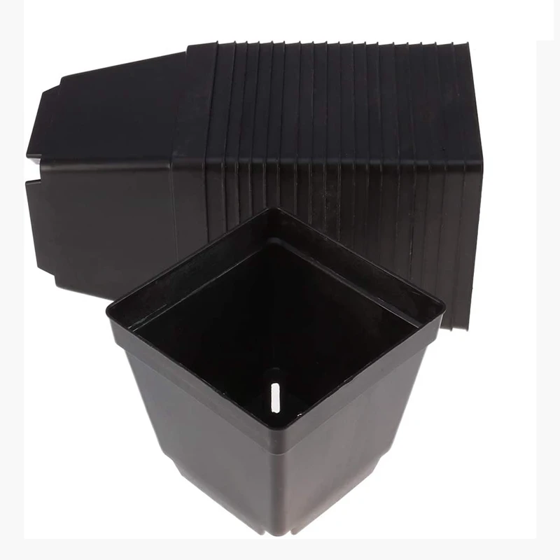 

30 Pack 4Inch Black Square Plastic Plant Pots,Seedling Nursery Transplanting Planter Container for Garden