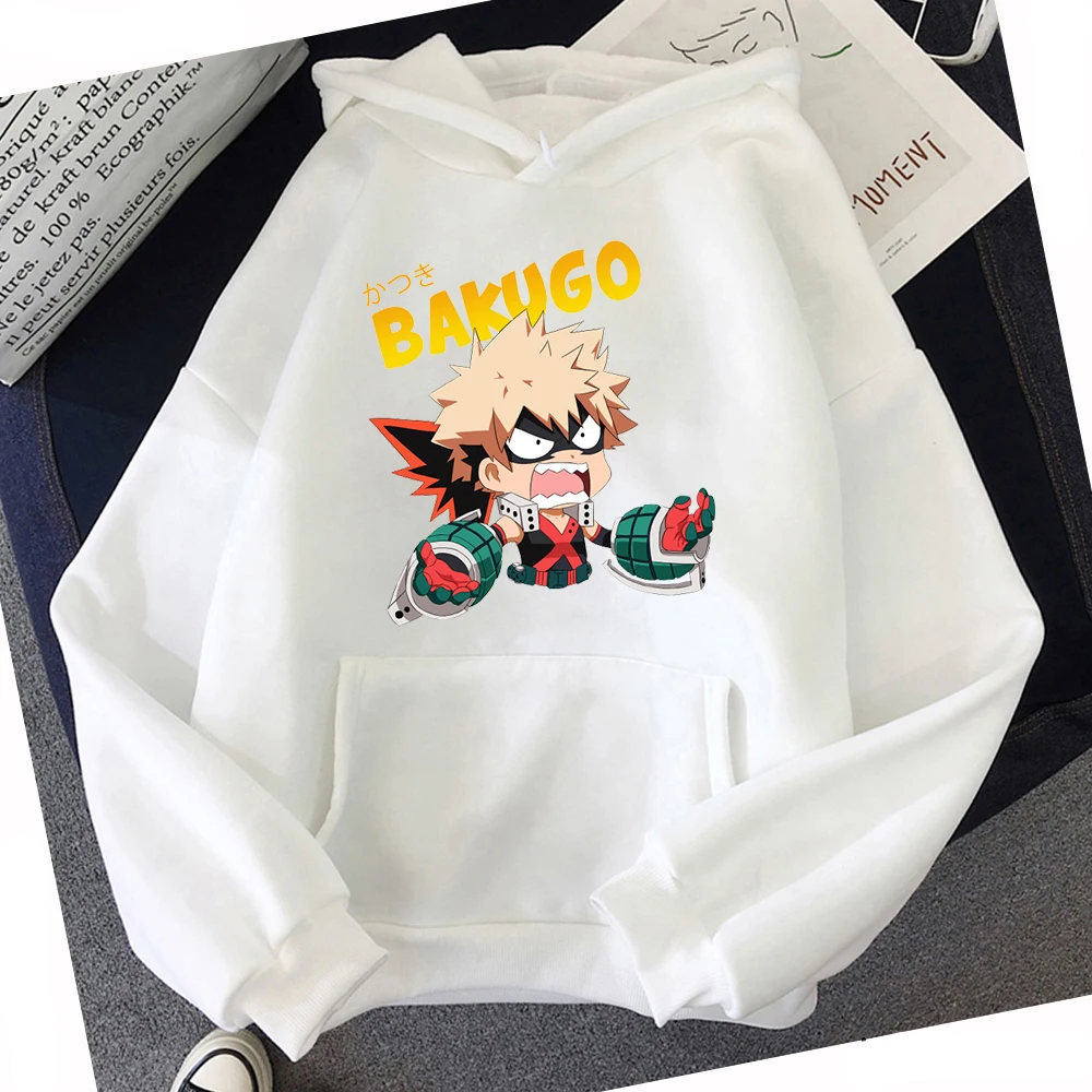 

2021 new Lovely Q version Japanese anime My Hero Academia Women's Fall/Winter Loose Hoodie Street couple Kawaii Sweatshirt Tops