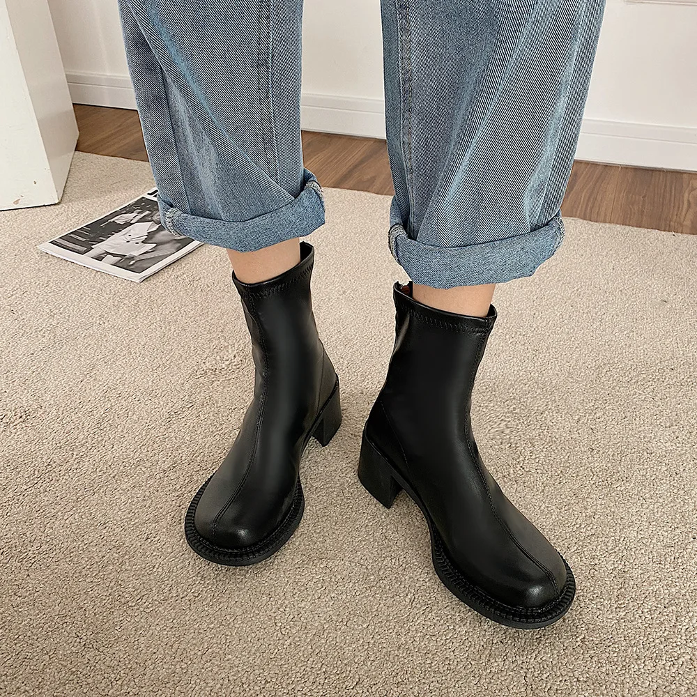 

Женские ботинки челси, ботильоны на высоком каблуке, готическая обувь в стиле панк, новинка зимы 2020, ботинки на молнии для мотоцикла