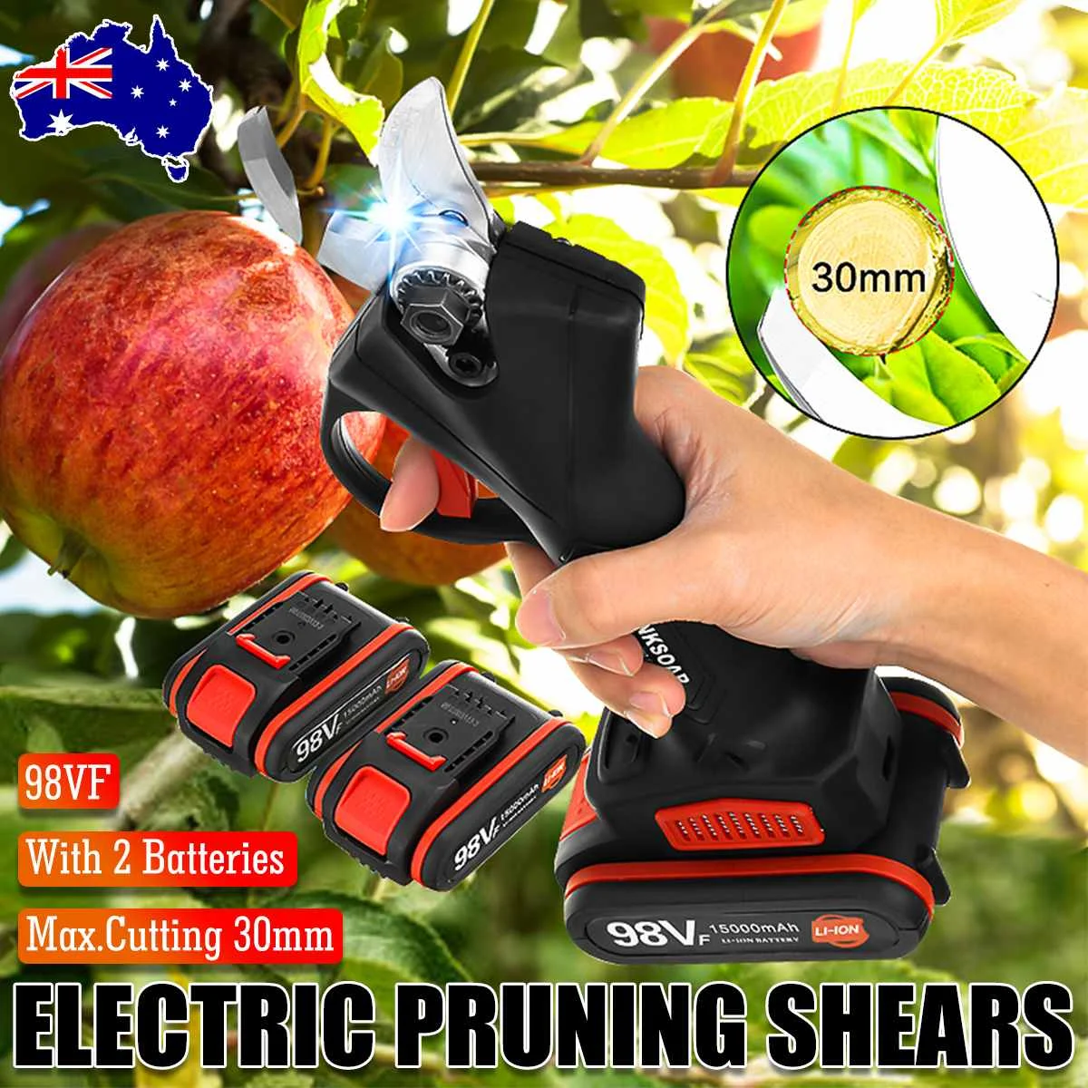 

98V Cordless Pruner Electric Pruning Shear with 15000mAh Lithium-ion Battery Efficient Fruit Tree Bonsai Pruning Branches Cutter