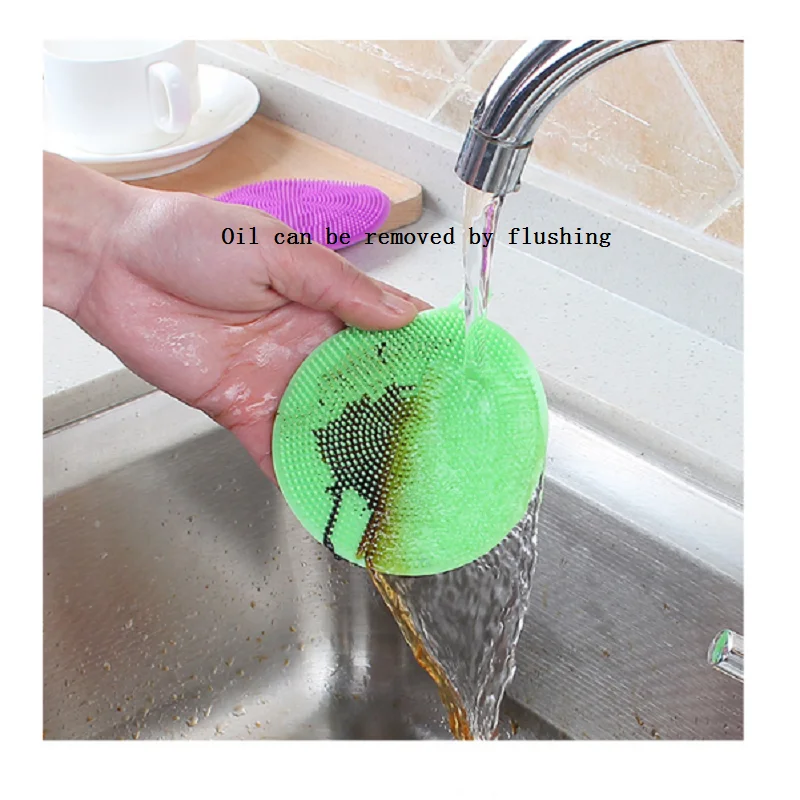 

Kitchen Accessories Silicone Cleaning Brush Fruit Vegetable Cleaning Tools Pad Pot Dishwashing Sponge Scouring Pad for Kitchen